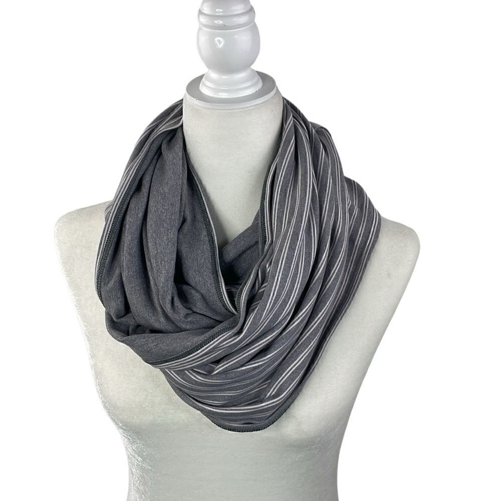 Lululemon Vinyasa Scarf Rulu DoubleTrouble Stripe Neutral Blush Heathered Slate